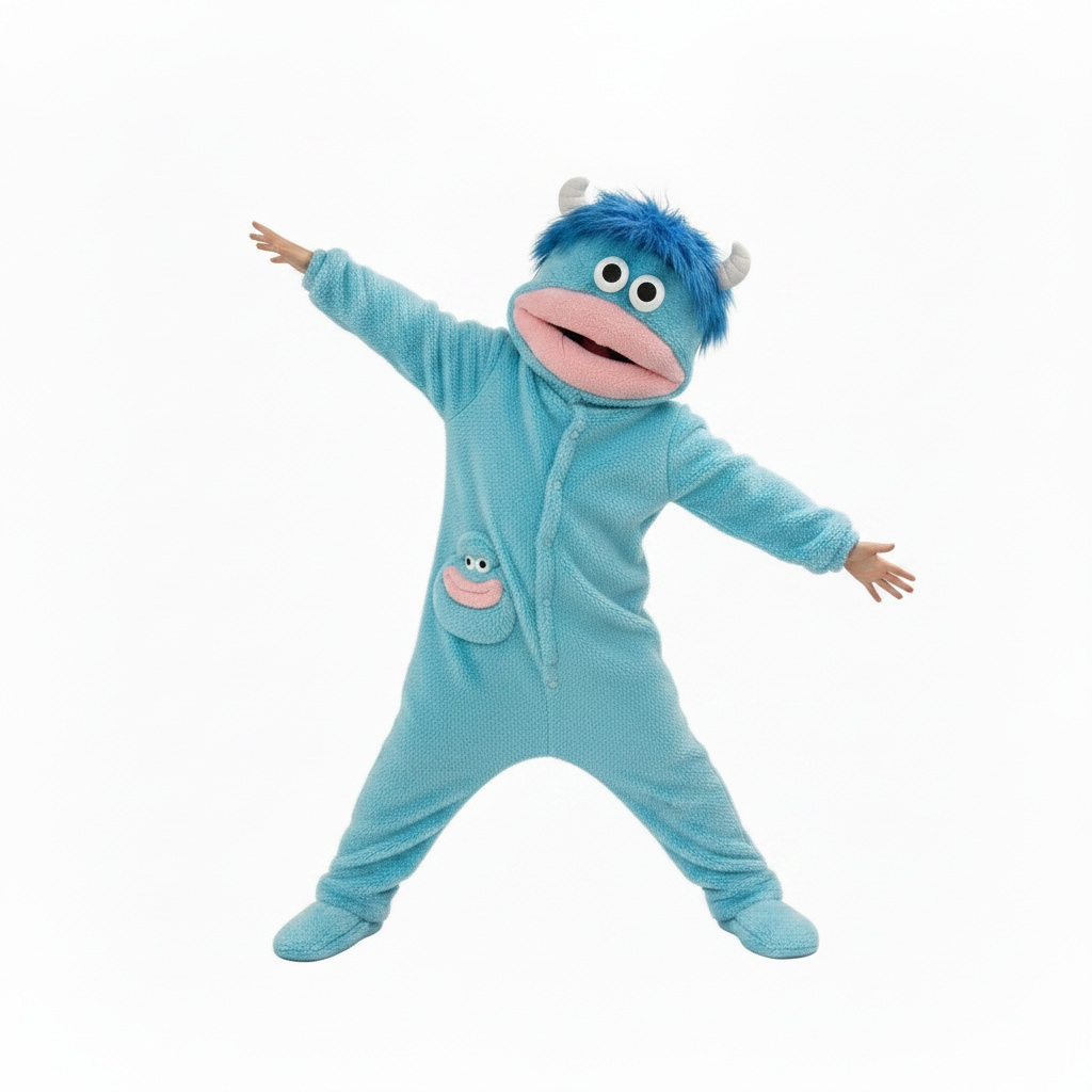 Light Blue Monster Onesie - Different Hands