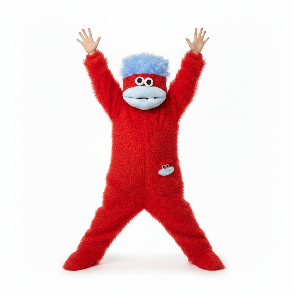 Red Monster Onesie - Fingers Showing